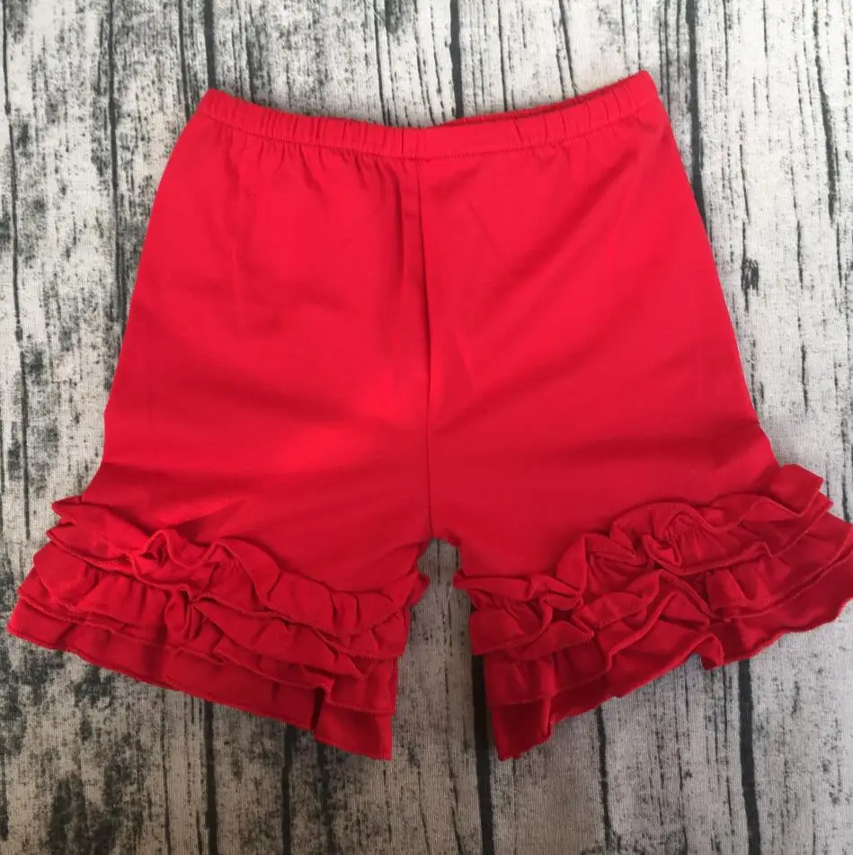 2017 kids light red cotton icing ruffle shorts kids Colorful icing baby