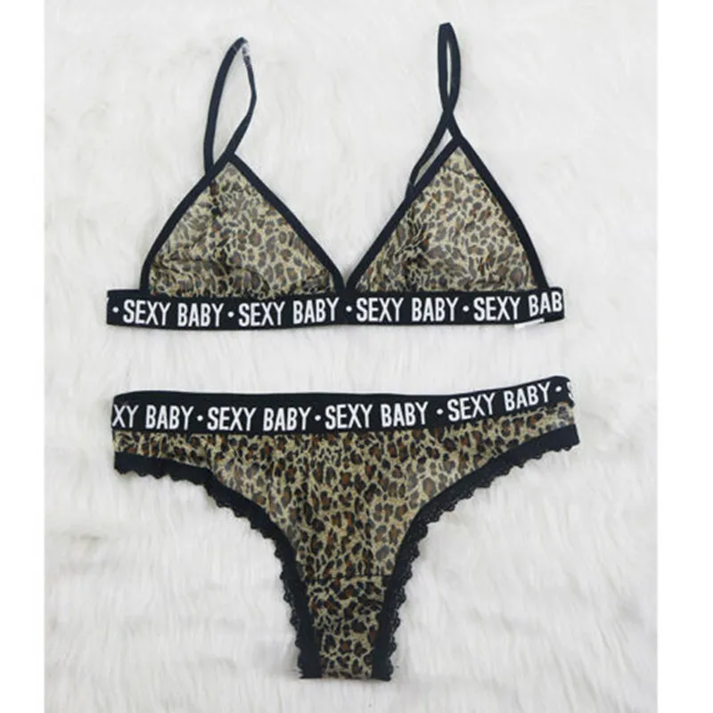 Womens Padded Push-up Bra Set Leopard Bra+G-string Set 2PCS Sexy Ladies Underwear Femme Nightwear Bra Plus Size Womens Padded Push-up Bra Set Leopard Bra+G-string Set 2PCS Sexy Ladies Underwear Femme Nightwear Bra Plus Size