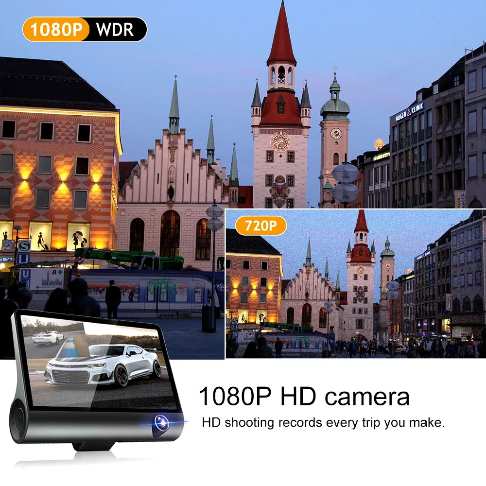 Автомобильный видеорегистратор HGDO 3 камеры s 4 0 дюйма двойной объектив с камерой