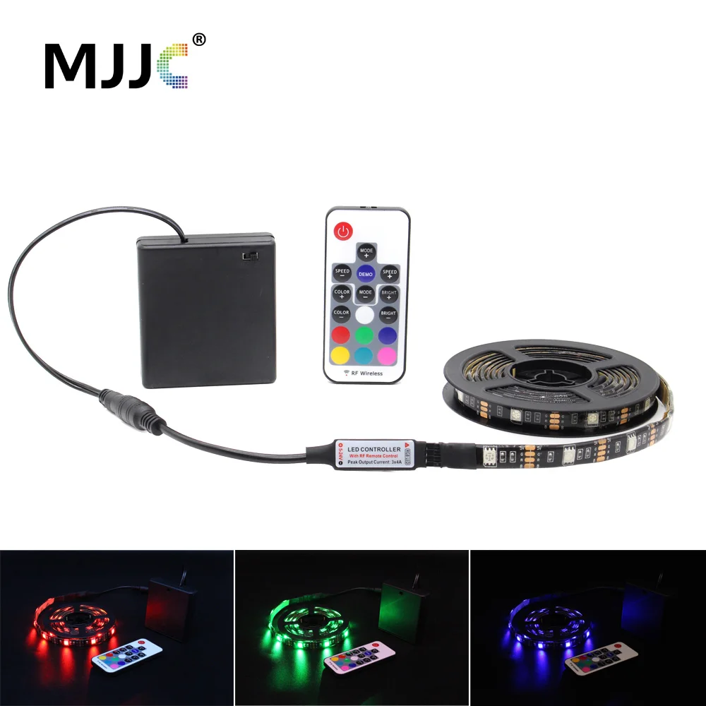 LED Strip Baterai Dioperasikan Dimmable Tahan Air RGB 5V SMD 5050 RF Image