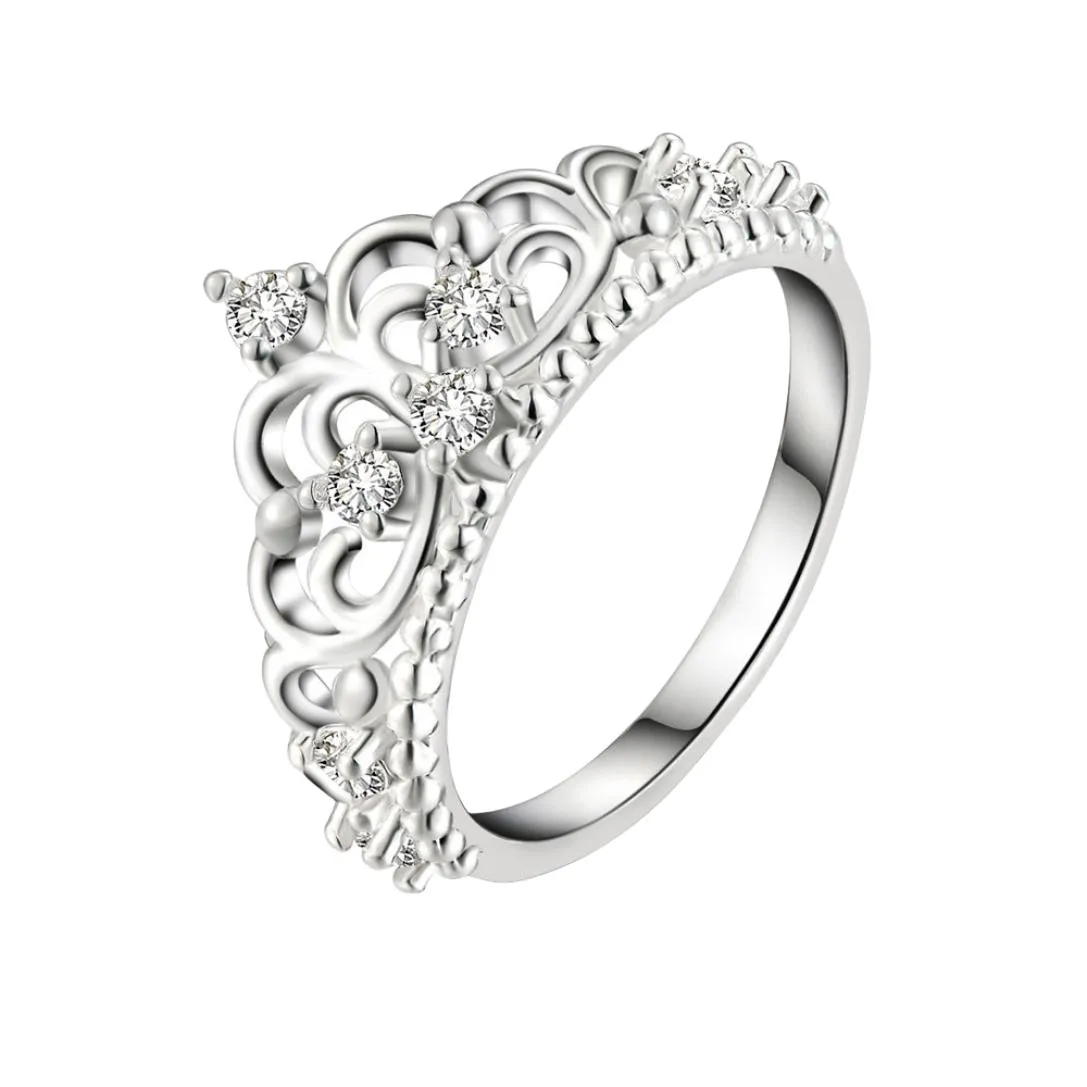 2 in 1 Women's Diamond Princess Queen Crown Wedding Ring Bridal Set Xmas Gift 2 in 1 Women's Diamond Princess Queen Crown Wedding Ring Bridal Set Xmas Gift