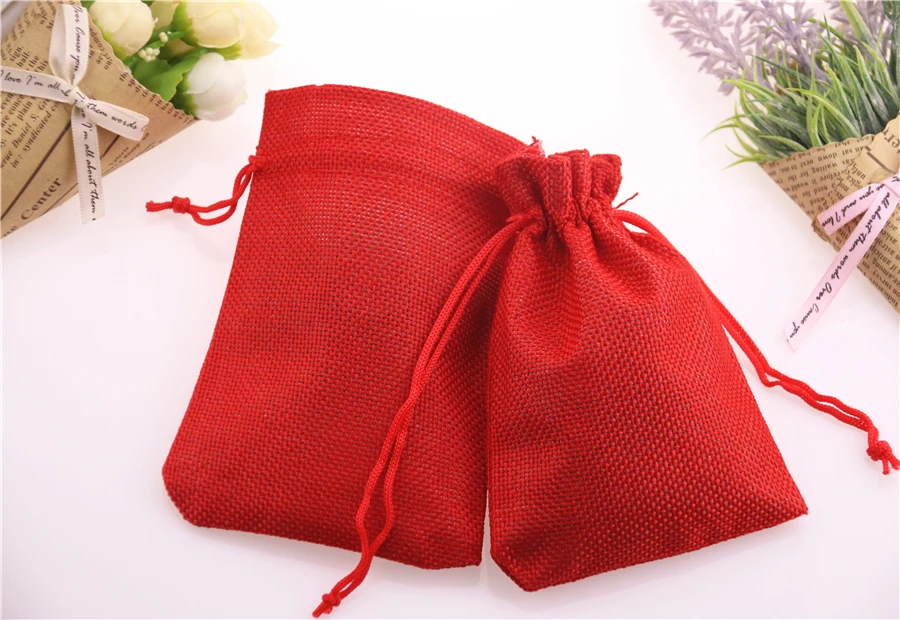 Дизайн, 5 штук в партии красный Рождество Упаковка Drawstring мешковины карман луч ювелирные изделия drawstring белье Чехлы