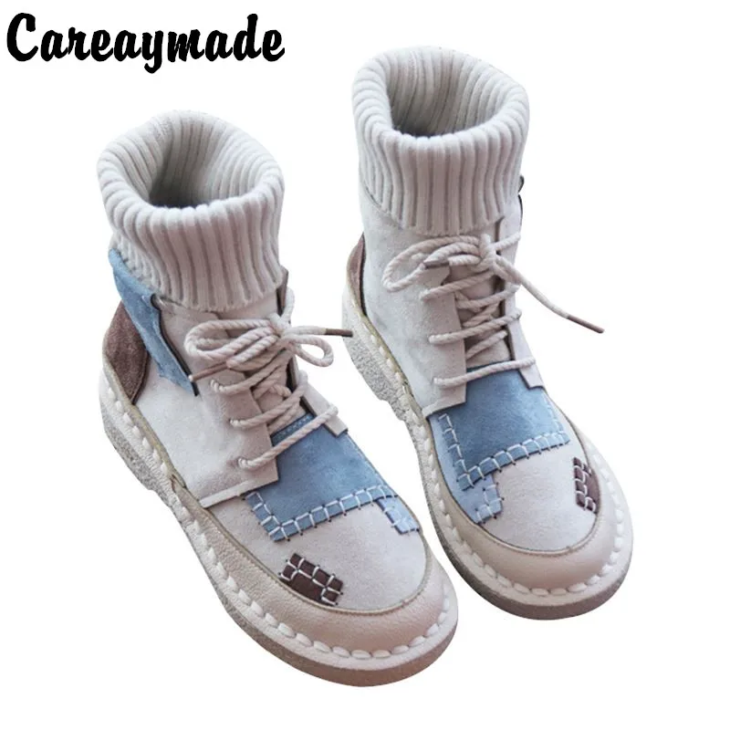 Женские ботинки Careaymade-Sen на плоской подошве удобные шерстяные мартинсы с мягкой