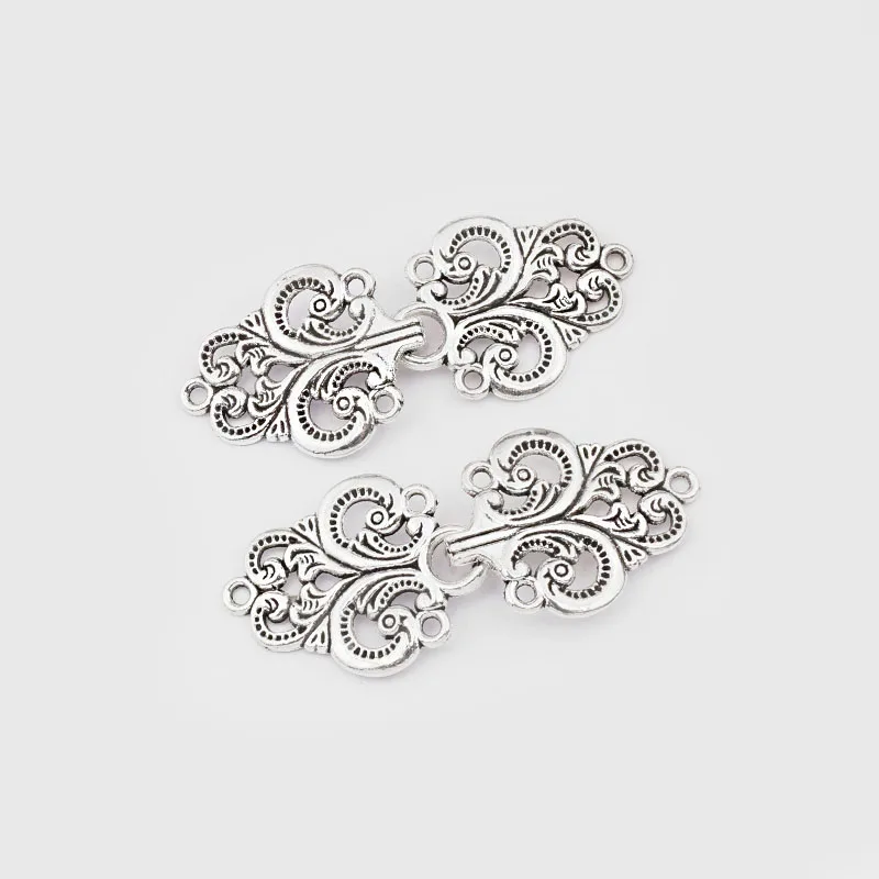 5 комплектов серебристый цветок под старину молния соединение-защелка для изделия в виде ювелирных браслетов