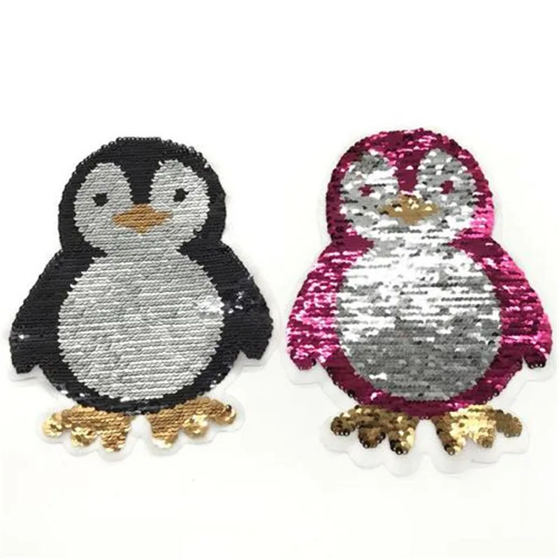 

Reversible change color sequins patch deal with it clothes 22cm penguin fashion patches for clothing t shirt women stickers
