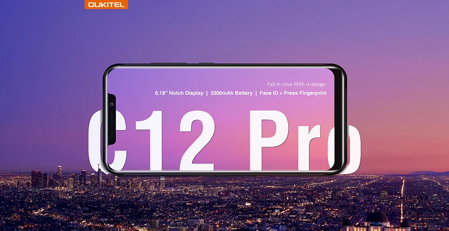 OUKITEL C12 Pro 4G 6,1" 19:9 Android 8,1 Face ID 3300 мАч MT6739 четырехъядерный 2 Гб ОЗУ 16 Гб ПЗУ 8МП+ 5Мп отпечаток пальца мобильный телефон