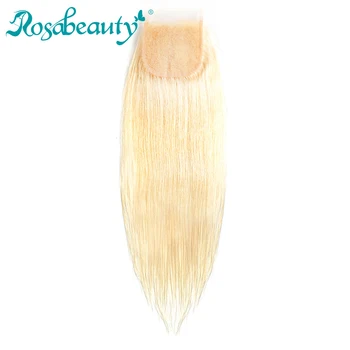 

Rosabeauty Middle Part Platinum Blonde Closure 613 Straight Hair Lace Closure Color Human Remy Hair Free Shipping