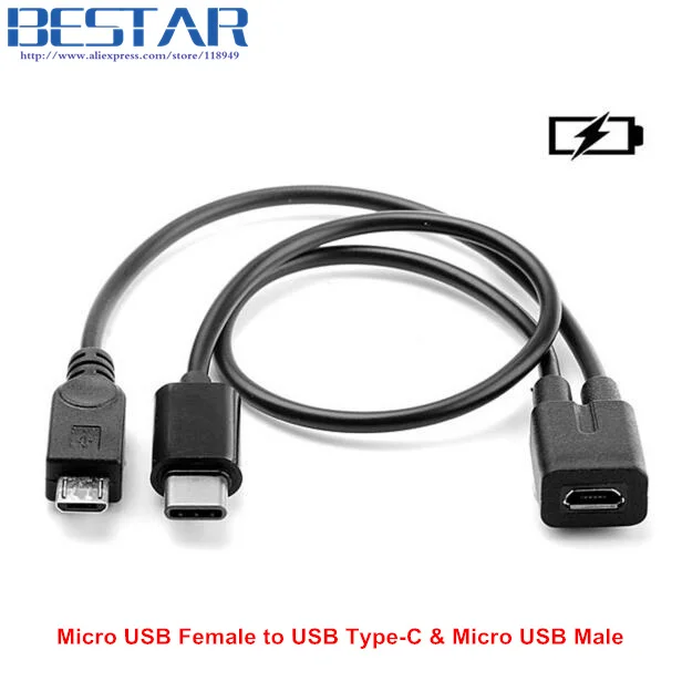 2 в 1 Micro USB Женский USB-C Тип C USB 3,1 type-c и Micro USB Мужской разветвитель удлинитель Зарядка Зарядное устройство Y КАБЕЛЬ