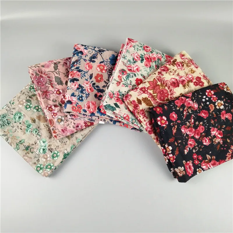 

New Printed Jersey Scarf Women Winter Shawl Popular Soft Cotton Elastic Floral Echarpe Lady Head Wrap Muslim Hijab Scarves