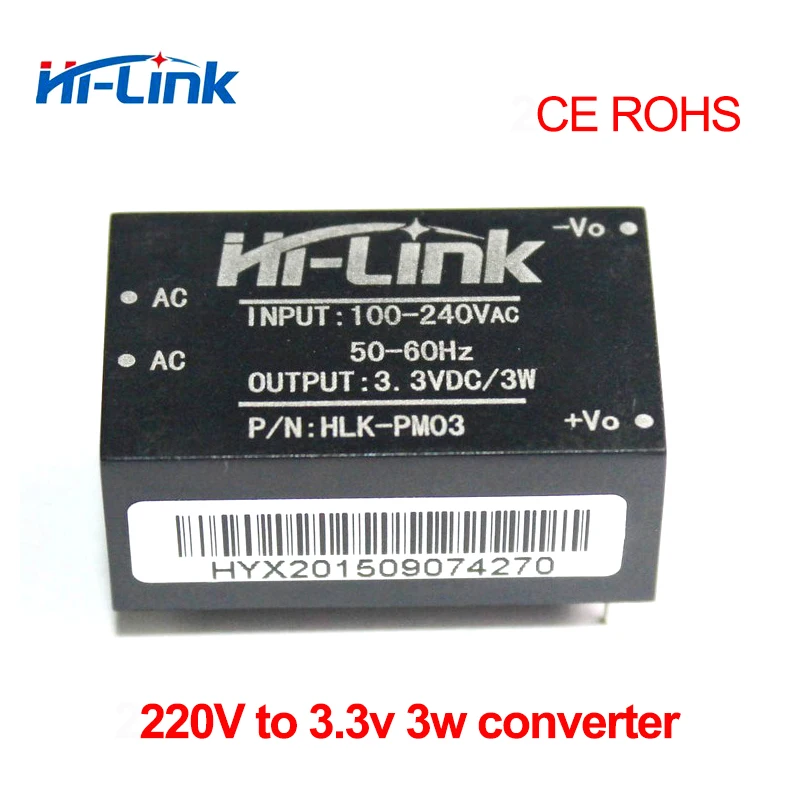 Free shipping 2 pcs lot HLK PM03 220v 3 3V 3W AC DC isolated step down