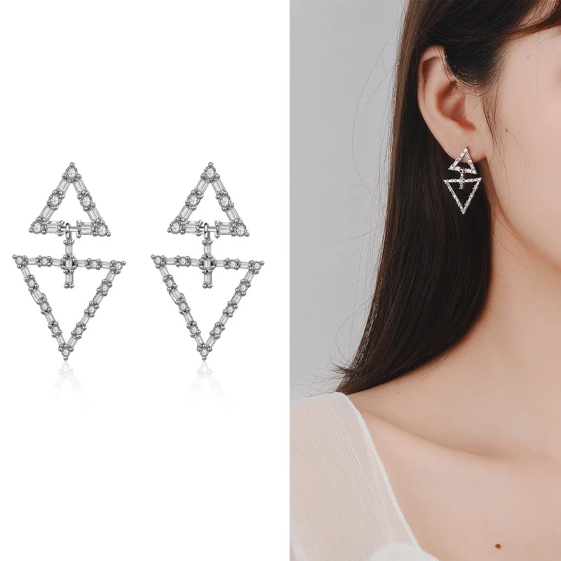 

Jewelry & Accessories,Fashion Jewelry,Stud Earrings. Silver geometric triangle earrings. Girl's gift