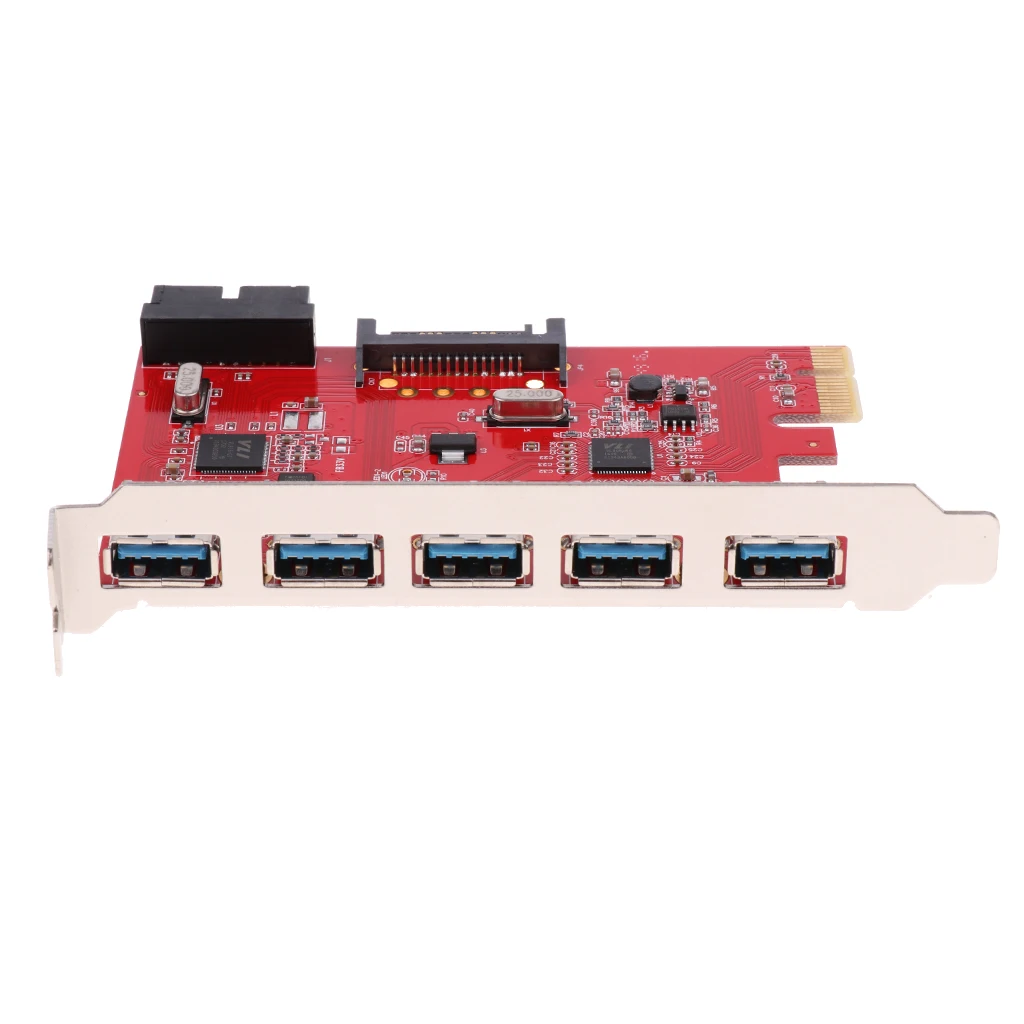 5 Ports PCI-E PCI Express Card to USB 3.0 19 Pin Connector Adapter