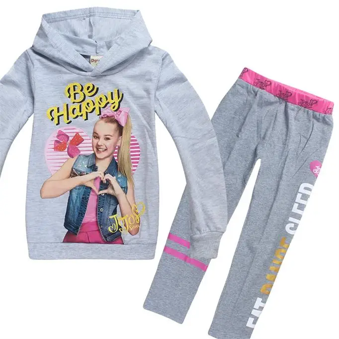 JOJO SIWA/комплект одежды, спортивные костюмы для девочек, толстовка+ Хлопковые Штаны, одежда для малышей, одежда для детей, 2 предмета Подростковая толстовка, костюм на День Благодарения