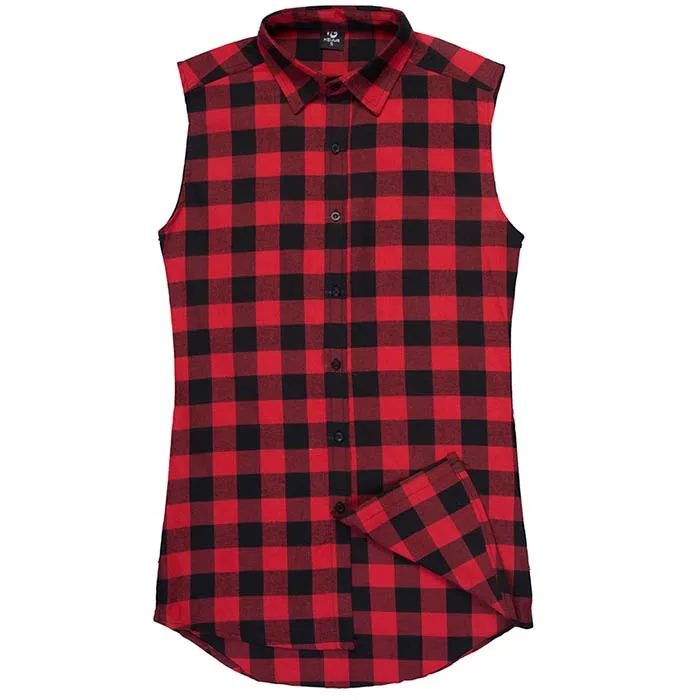 Высокая уличная решетка боковая молния рубашка для мужчин летние топы без рукавов Новые мужские Хип Хоп Уличная рубашка мужская одежда - Цвет: Red
