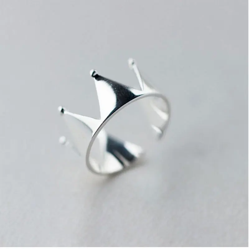 

Anenjery 925 Sterling Silver Rings For Women Princess Crown Opening Ring anillos mujer Silver Jewelry S-R230