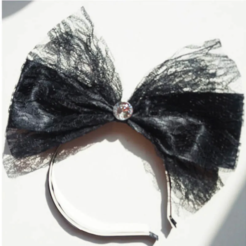 Disney высокого качества Микки Минни уши Блестящая лента для волос женские банты головной убор аксессуары для дня рождения подарок для детей - Цвет: L