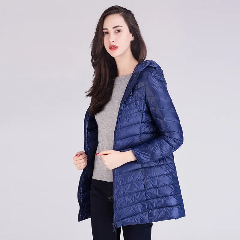 [Aiweier]New Womens Ultralight Down Jackets Hooded Zipper Long Nylon White Goose Coats 2017 Winter For Girls AL2105|winter down|winter for