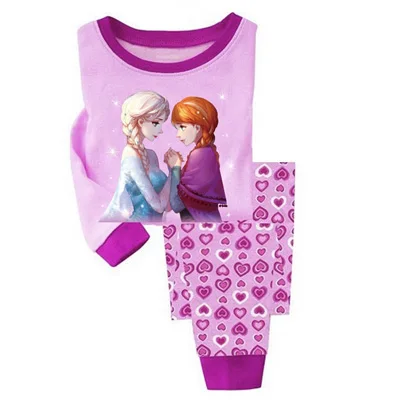 Детские пижамы принцессы; одежда для маленьких девочек; Новая Пижама Эльза для девочек; Детские хлопковые пижамы; Детская домашняя одежда для сна с длинными рукавами - Цвет: as the picture