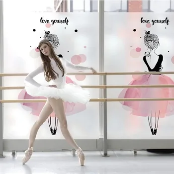 

Custom Window Film Ballet Girl Stained Glass sticker Dance Room Gym office Privacy home foil Self-adhesive decorative films