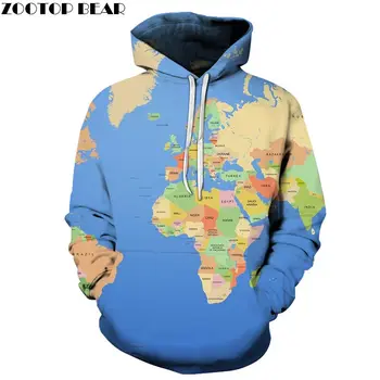 

Fresh Map Men Hoodies Workout Sweatshirts Unisex Couple Streetwears Thick Sportsuit Casual Sleeves 3D Print Pullover ZOOTOP BEAR