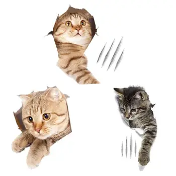 

ALLOYSEED 3D Cat Wall Sticker PVC Self-Adhesive Waterproof Double-sided visible pattern Decals Green Environmentally Friendly