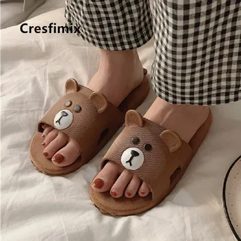 

Marlisasa Women Cute High Quality Slip on Flat Slippers Lady Casual Home & Outside Beach Brown Slippers Vrouwen Pantoffels F5048