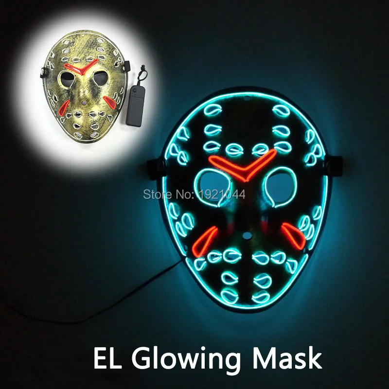

New Fashion Freddy vs. Jason Mask Film theme mask EL Wire Glowing Mask with Steady on Flashing Driver for Party Decor
