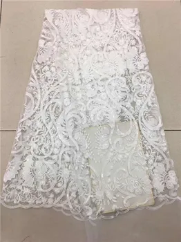 

white New French Nigerian sequins net lace,African tulle mesh Sequence lace fabric high quality for wedding dress 5yards/lot
