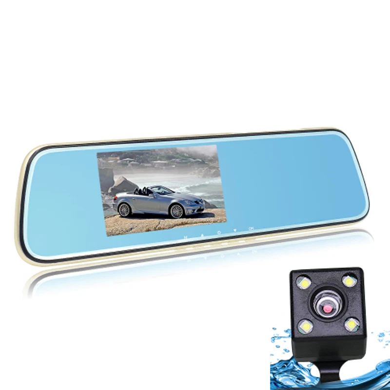 Car DVR Dual Lens Car Camera Full HD 1080P 4.3 inch Video Recorder Rearview Mirror With Rear view DVR Dash cam Auto Registrator