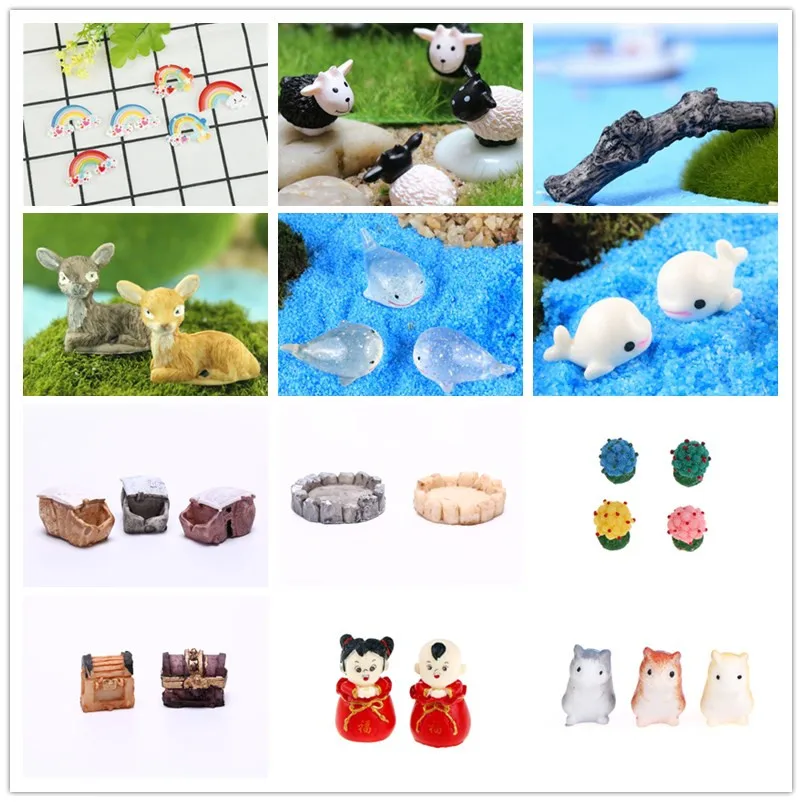 

11 Styles Mini Resin Crafts Decoration Pastoral Models Terrariums Figurine Miniature Fairy Figurines Micro Landscape Accessories