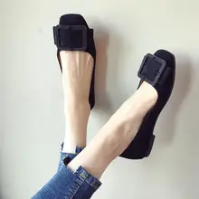 Женская модная летняя обувь; Новинка года; повседневная обувь на плоской подошве с закрытым квадратным носком; женские Балетки без шнуровки