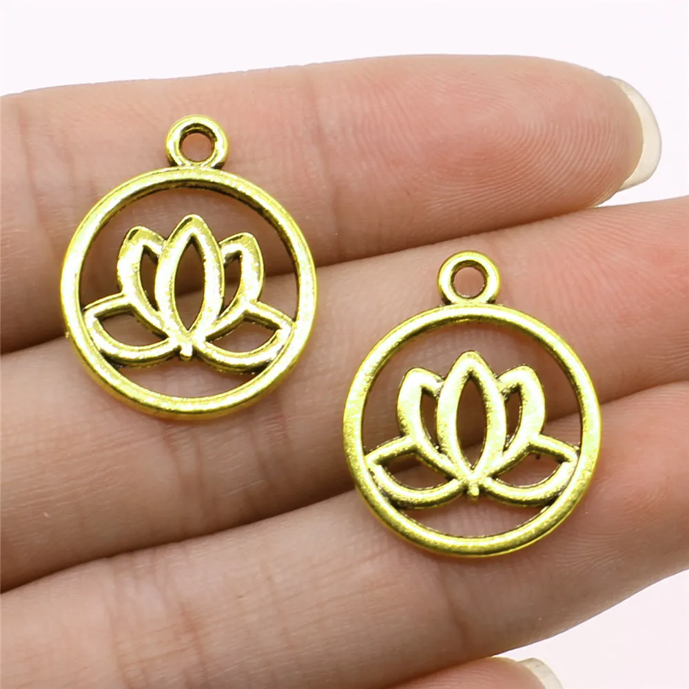 

Clearance Sale 10pcs Antique Gold Color 20x24mm Lotus Charms Pendant For Jewelry Making Diy Jewelry Findings