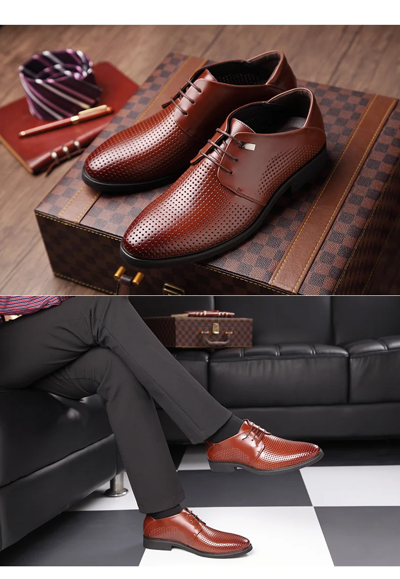 Новые летние мужские сандалии с дырочками; деловая обувь в деловом стиле; Мужская дышащая обувь сандалии в британском стиле
