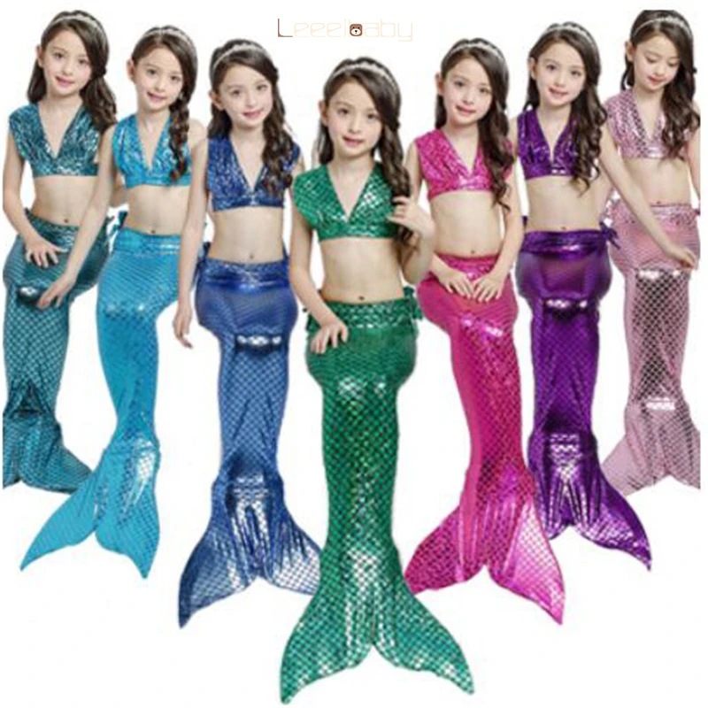 

YoYoBaby Fancy Cosplay Costume 3pcs Girl Kids Mermaid Tail Swimmable Bikini Set Bathing Suit 3-10Y