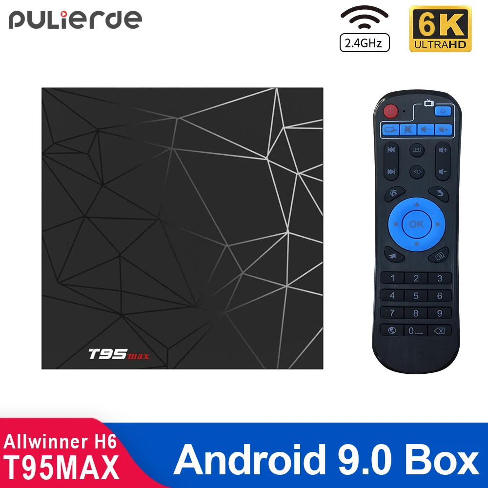 ТВ-приставка T95max Android 9 0 четырехъядерный процессор H6 4 ГБ 64 H2.65 6K 2 ГГц Wi-Fi