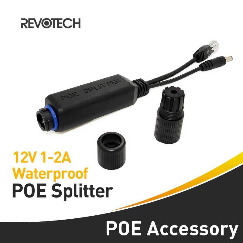 

10/100M Waterproof PoE Splitter with IEEE 802.3af Standard & 12V1A Output Power over Ethernet for IP Camera 5.5x2.1mm Connector