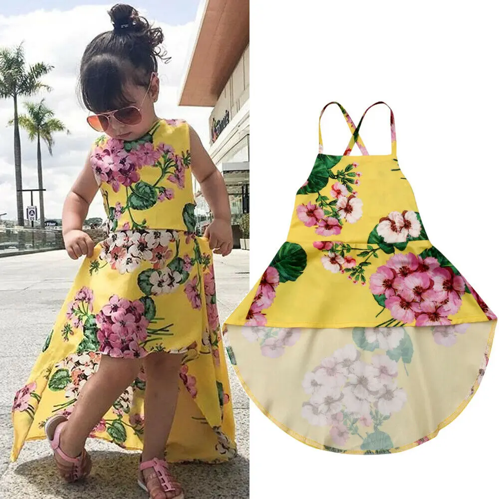 

Toddler Baby Girl Summer Clothes Flower Backless Party Holiday Dress Sundress 1-6Y