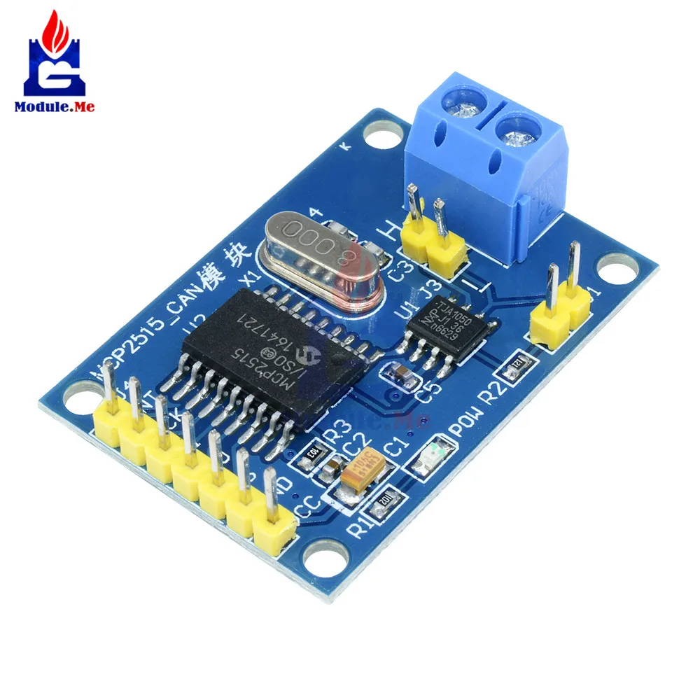 

MCP2515 CAN Bus Module Driver Board TJA1050 Receiver For 51 MCU ARM Controller DC 5V SPI Interface Control Resistors Data Trans