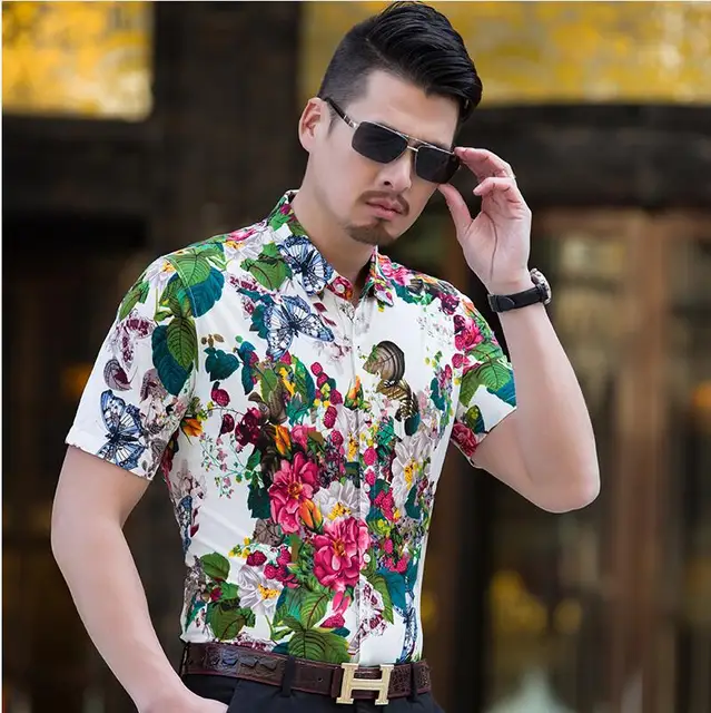 Free shipping mens floral clothing summer 2017 new style fashion ...