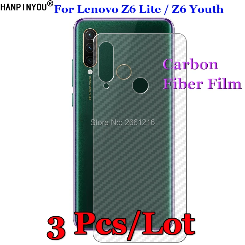 

3 Pcs/Lot For Lenovo Z6 Lite / Z6 Youth 3D Non-slip Clear Carbon Fiber Back Film Screen Protector Protective Sticker (Not Glass)