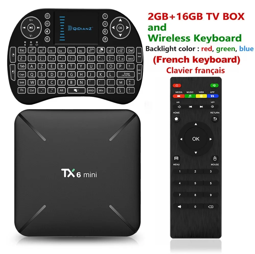 Tanix TX6 Мини Смарт ТВ приставка android 9,0 Allwinner H6 2G+ 16G 2,4 GHz WiFi Поддержка 4K H.265 ТВ приёмник Netflix приставка TX6mini - Цвет: add French keyboard