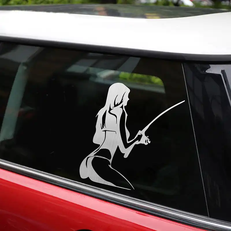 2x Fisherman Fishing On Board Sticker Covering Auto Car Window Body Vinyl Decals