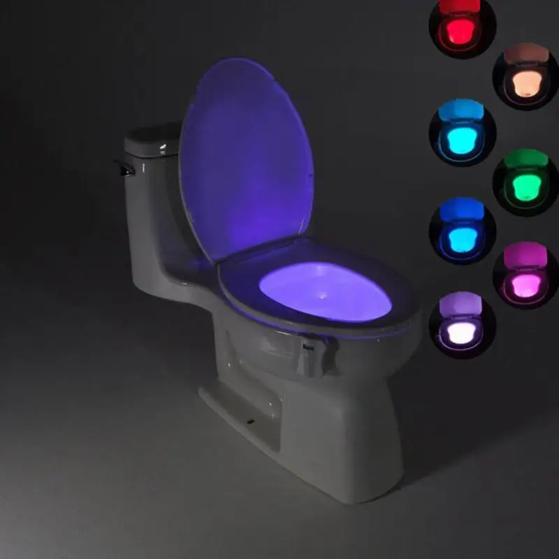 Smart PIR Motion Sensor Toilet Seat Night Light 8 Colors Waterproof Backlight for Toilet Bowl LED Luminaria Lamp WC Nightlight