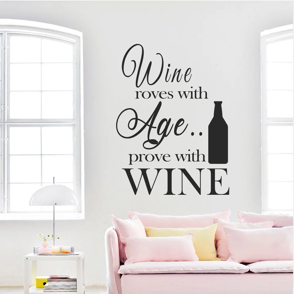 Kitchen wall sticker for tile Kitchen Quote decal Kitchen Wine bottle sticker Family quote decal Kitchen vinyl wall decors G41