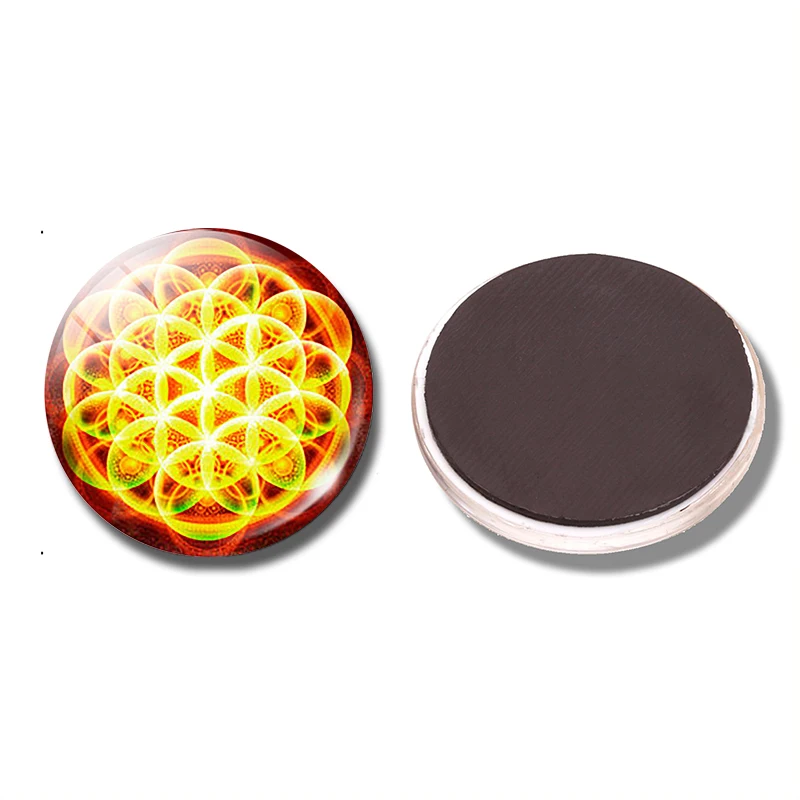 

Flower of Life 30MM Fridge Magnet Geometry Mandala Flower Lover Glass Dome Magnetic Refrigerator Stickers Note Holder Home Decor