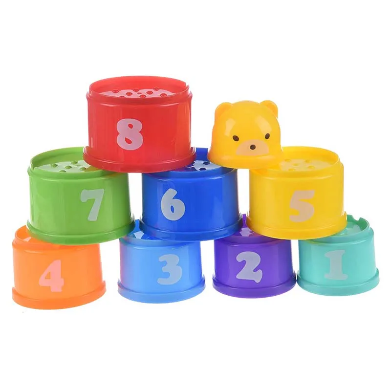 

Children Arabic Numbers Letters Print Colorful Stacking Cups Plastic Toy