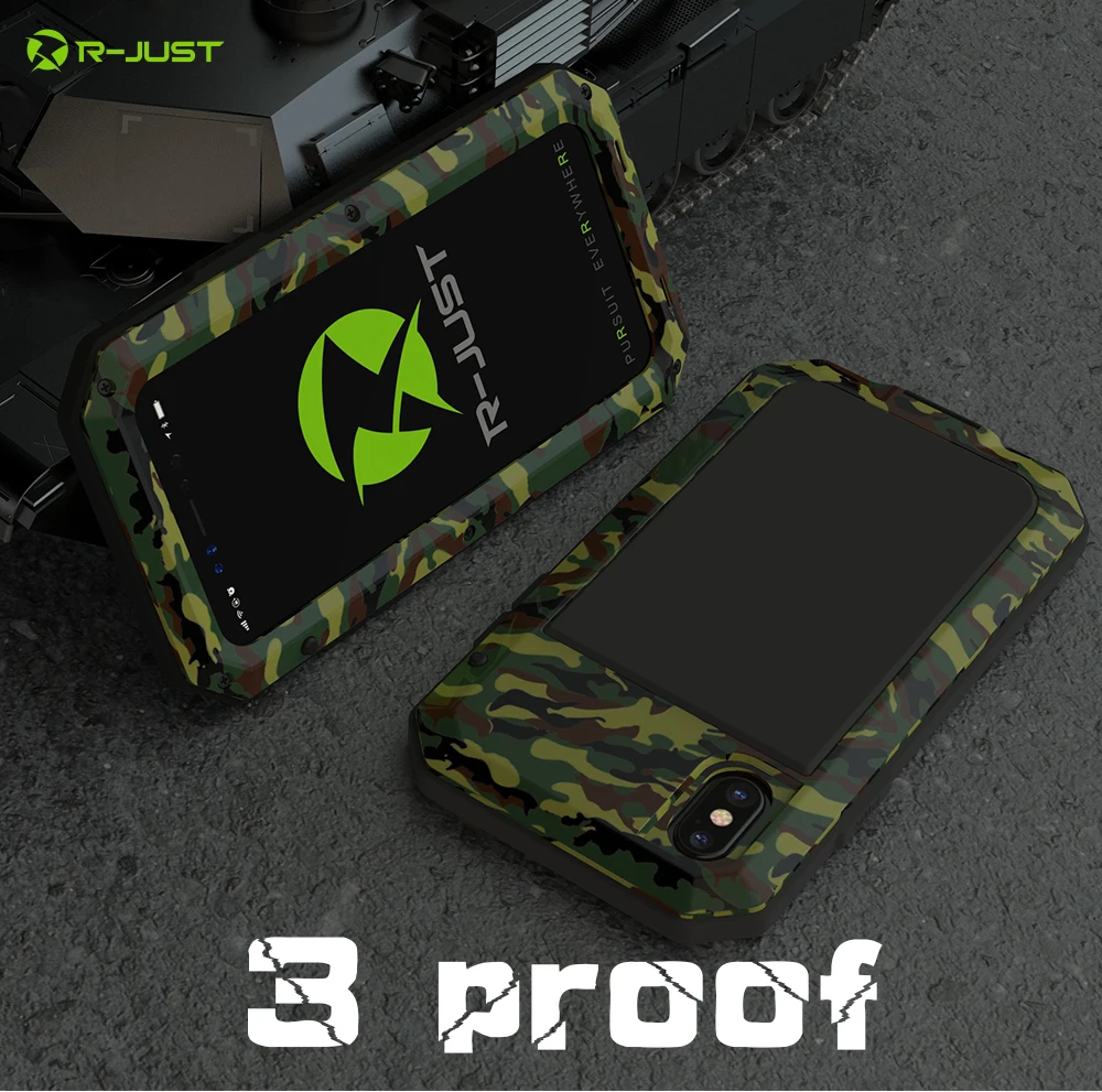 R-JUST Metal Armor Shock Droproof Shockproof  Mobile Phone Bag Case for IPhone 5SE 8 X 6 6S Plus Coque IPhone 7 plus case luxury