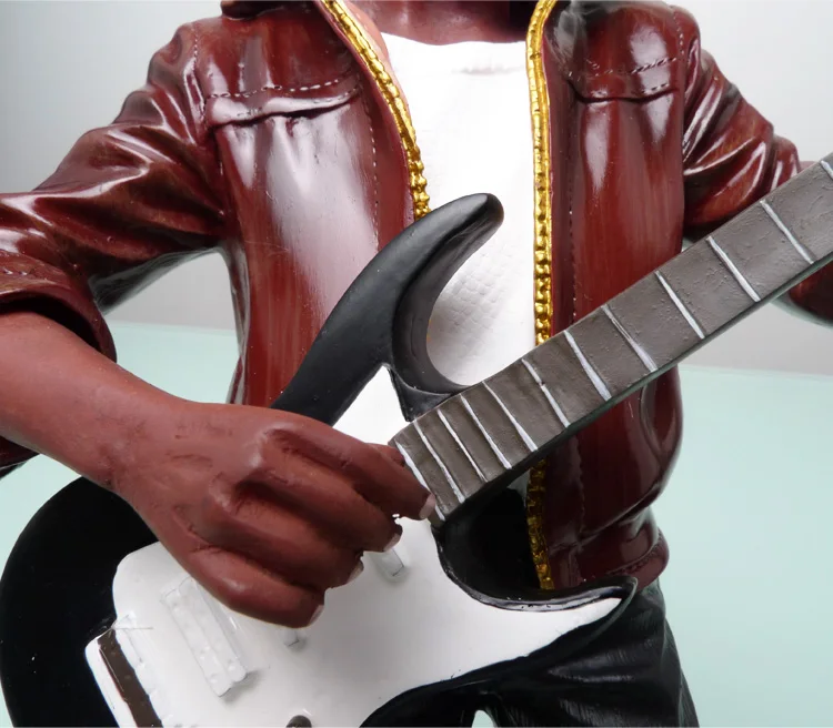 Коллекция 27,5 см фигурка модель игрушки черная гитара с музыкальным символом скульптура коллекционный подарок