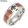 Tree Of Life Yggdrasil Stainless Steel Ring With Wood Inlaid Wicca Witchcraft Accesorios Mujer Free Shiping 1