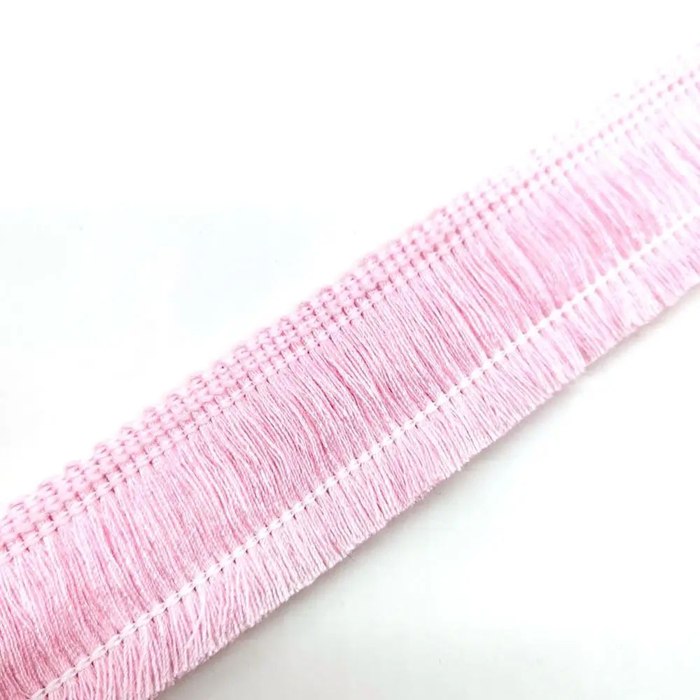 Pink 1 ярдов белая кружевная лента хлопчатобумажная тесьма с кисточками этнические кружева обрезанная лента швейные латинские платья сценическая одежда занавес декоративные Diy - Цвет: Pink